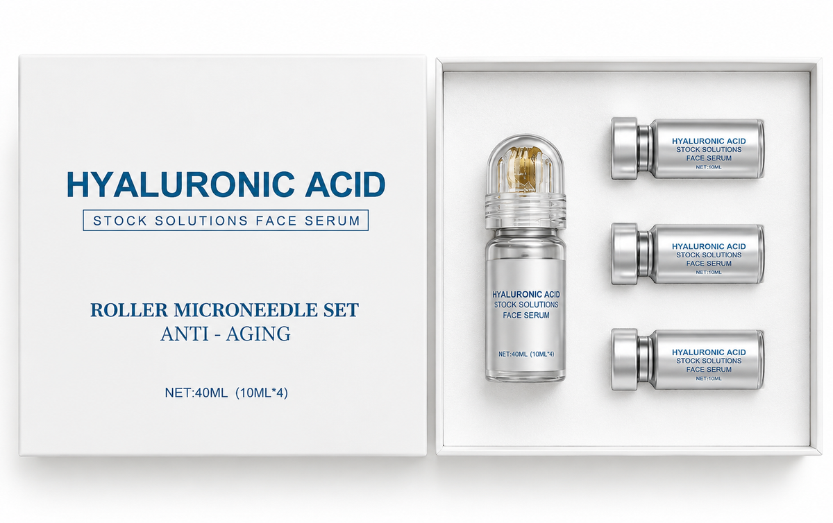 Neo Cosmetics Hyaluronic Acid Microneedle Roller Serum Set