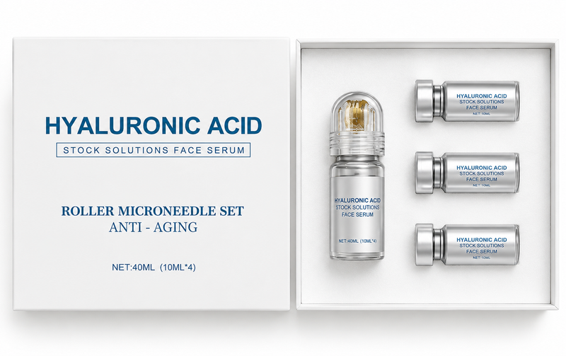 Neo Cosmetics Hyaluronic Acid Microneedle Roller Serum Set